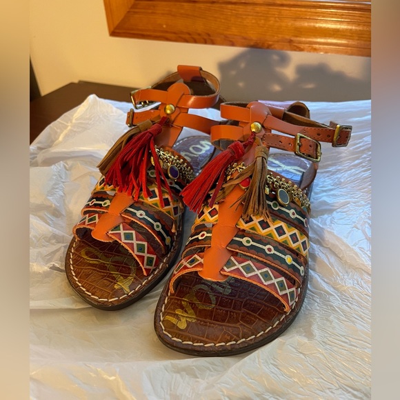 Sam Edelman Tribal Orange Sandals US6 - Picture 2 of 6